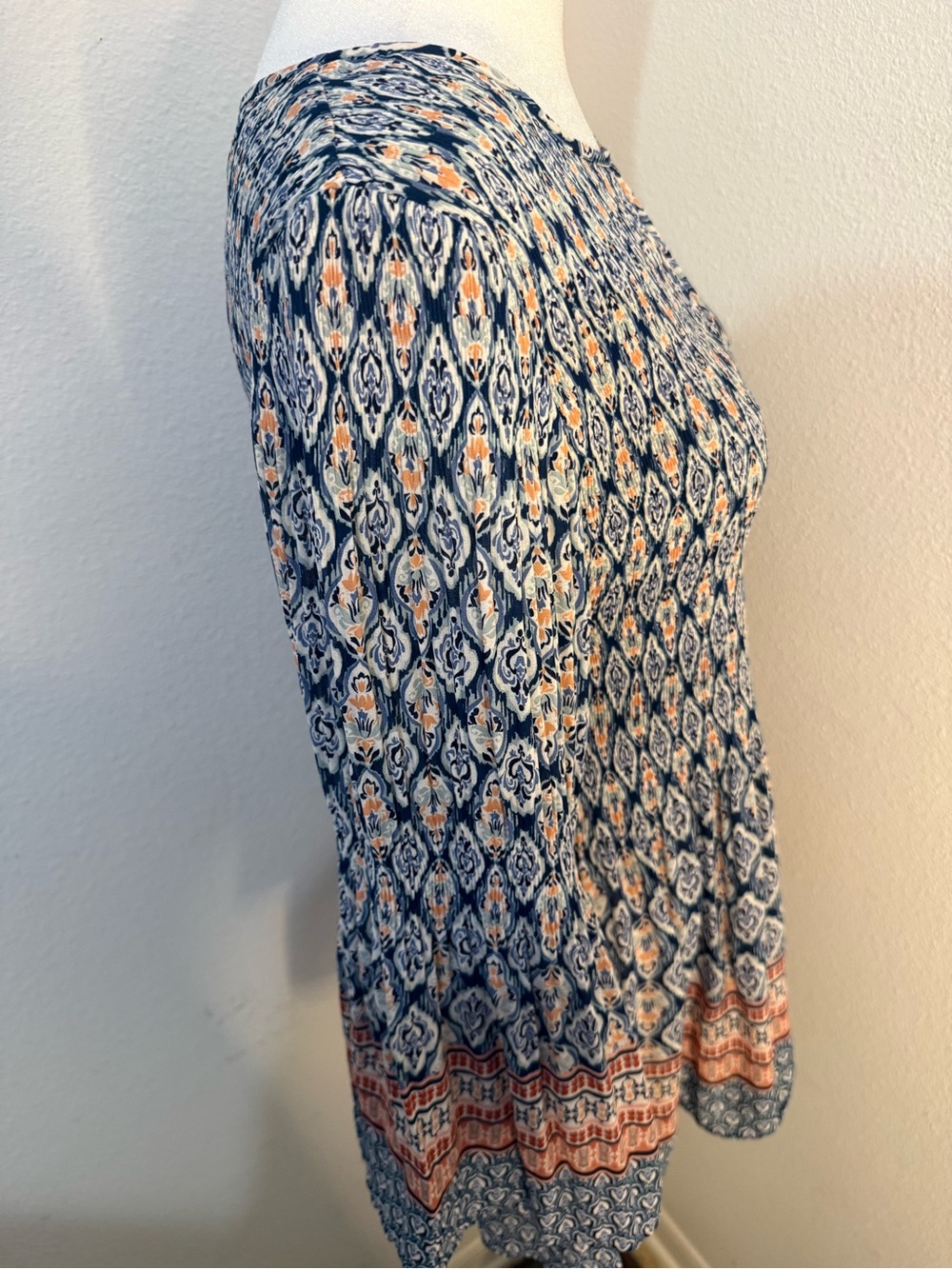 Floral & Ivy Boho Smocked Keyhole Peasant Blouse L - Picture 4 of 8